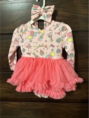 Forever Me Baby Girl Party Dress with Matching Bow 18M
